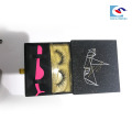 custom logo black glitter drawer paper box for lashes packaging